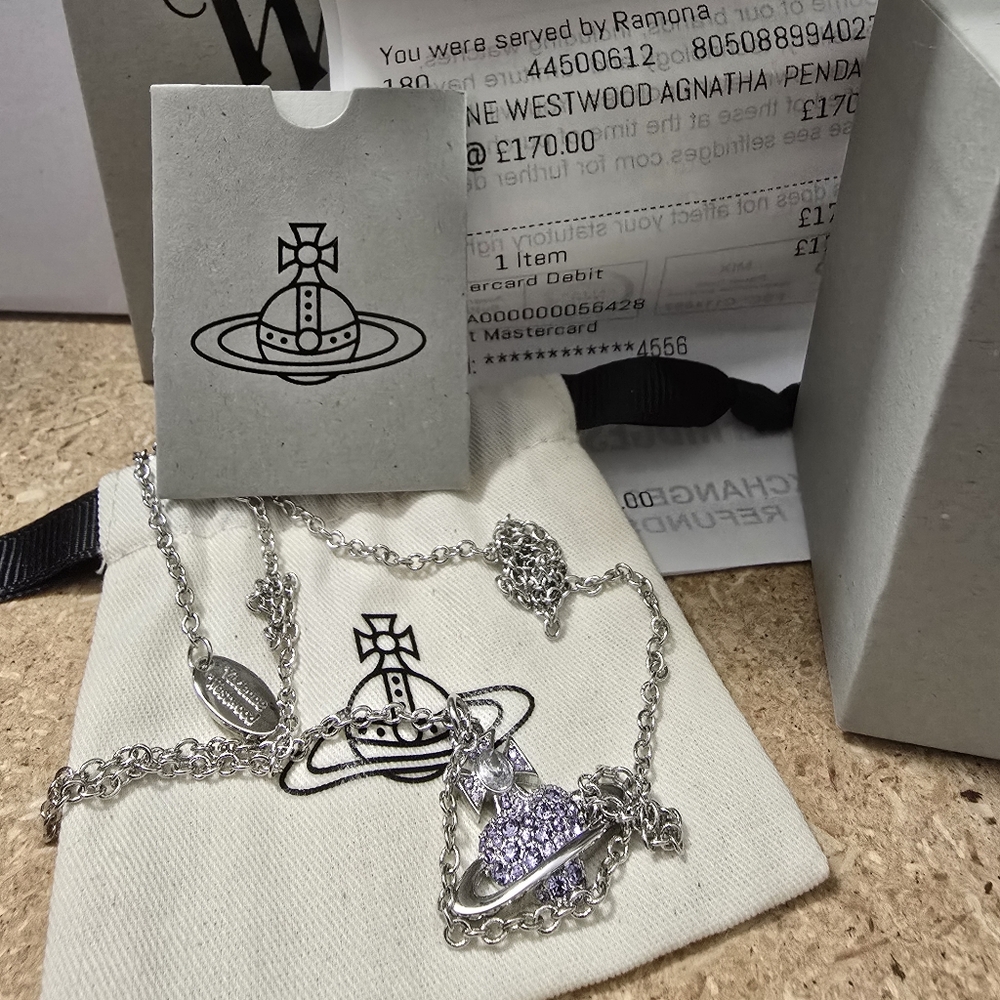 Vivienne Westwood Agnatha Brass and Cubic Zirconia Pendant Necklace
